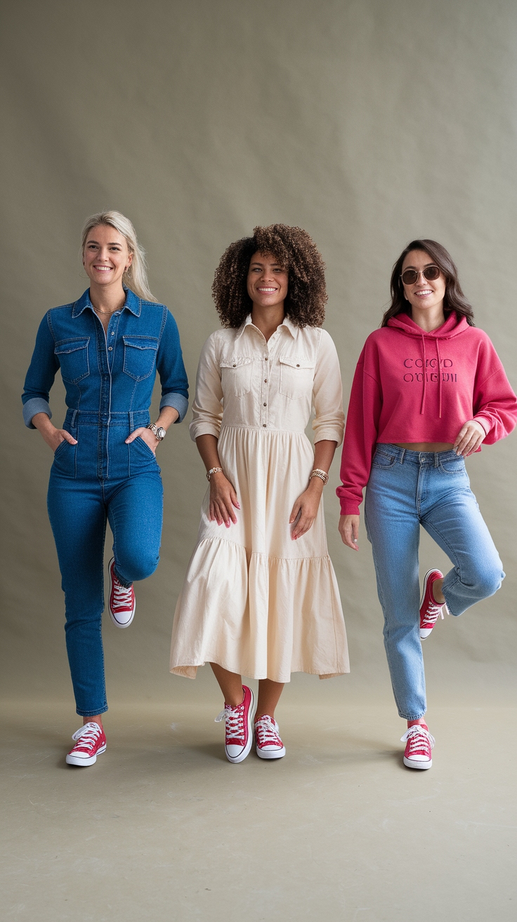 Outfits with Red Shoes Sneakers: Make a Statement with Style outfit idea