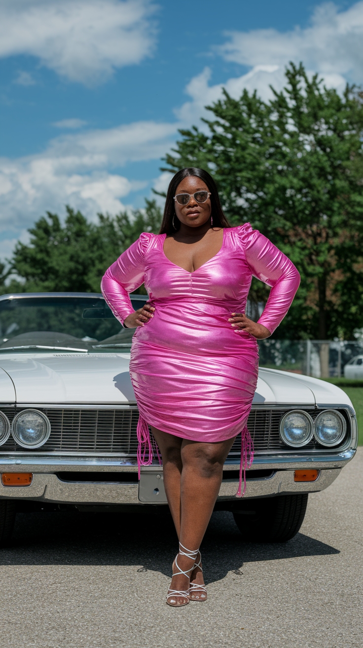 Stunning Pink Metallic Dress Ideas for Black Women outfit idea