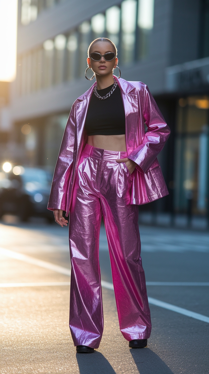 Chic Pink Metallic Pants Outfit Ideas to Inspire You outfit idea
