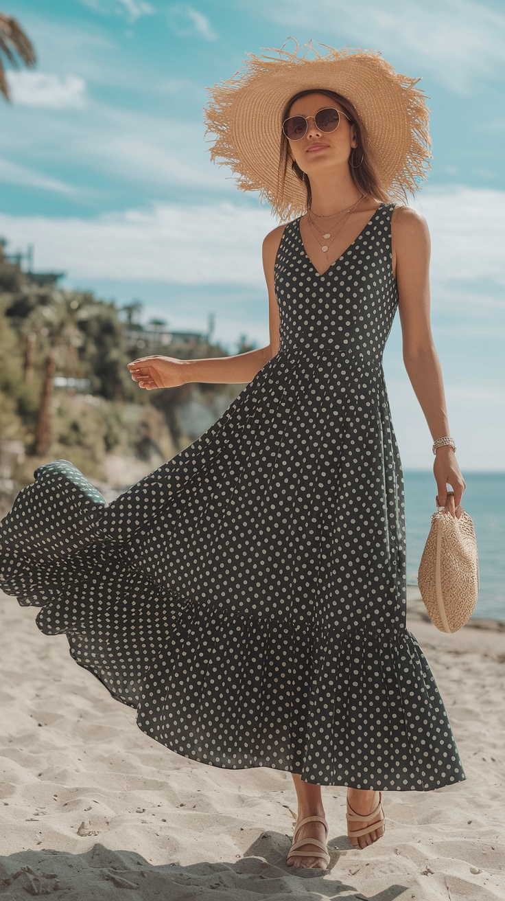 Styling Polka Dot Maxi Dresses for a Chic Look outfit idea