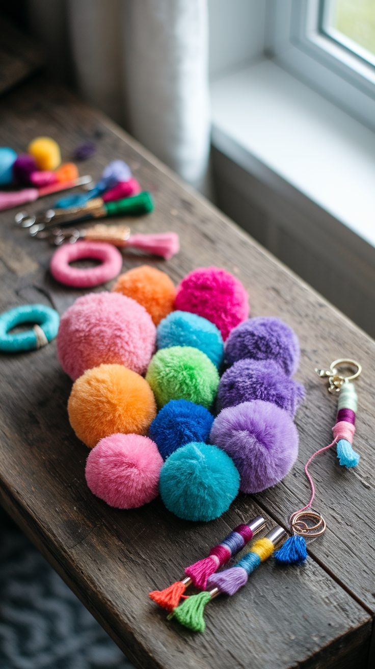 Pom Pom Keychain DIY for Fun Accessories outfit idea
