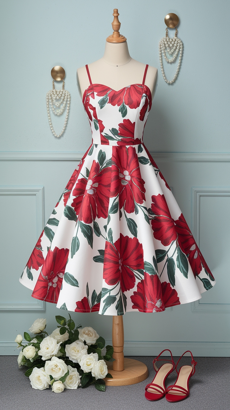 How to Rock a Red and White Combination Dress outfit idea