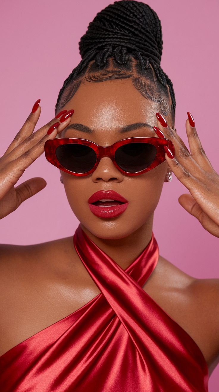 Accessorizing with Red Dress Red Nails outfit idea