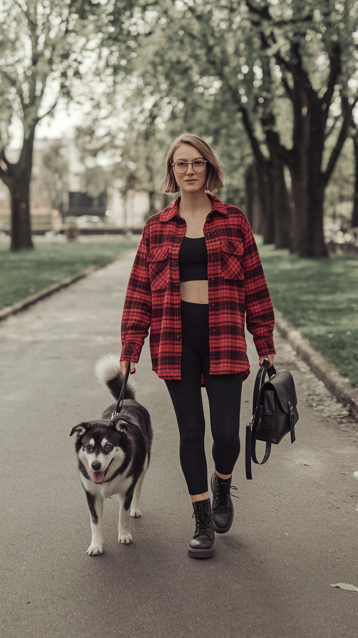 Red Flannel Shirt Outfit Women Will Love This Season outfit idea