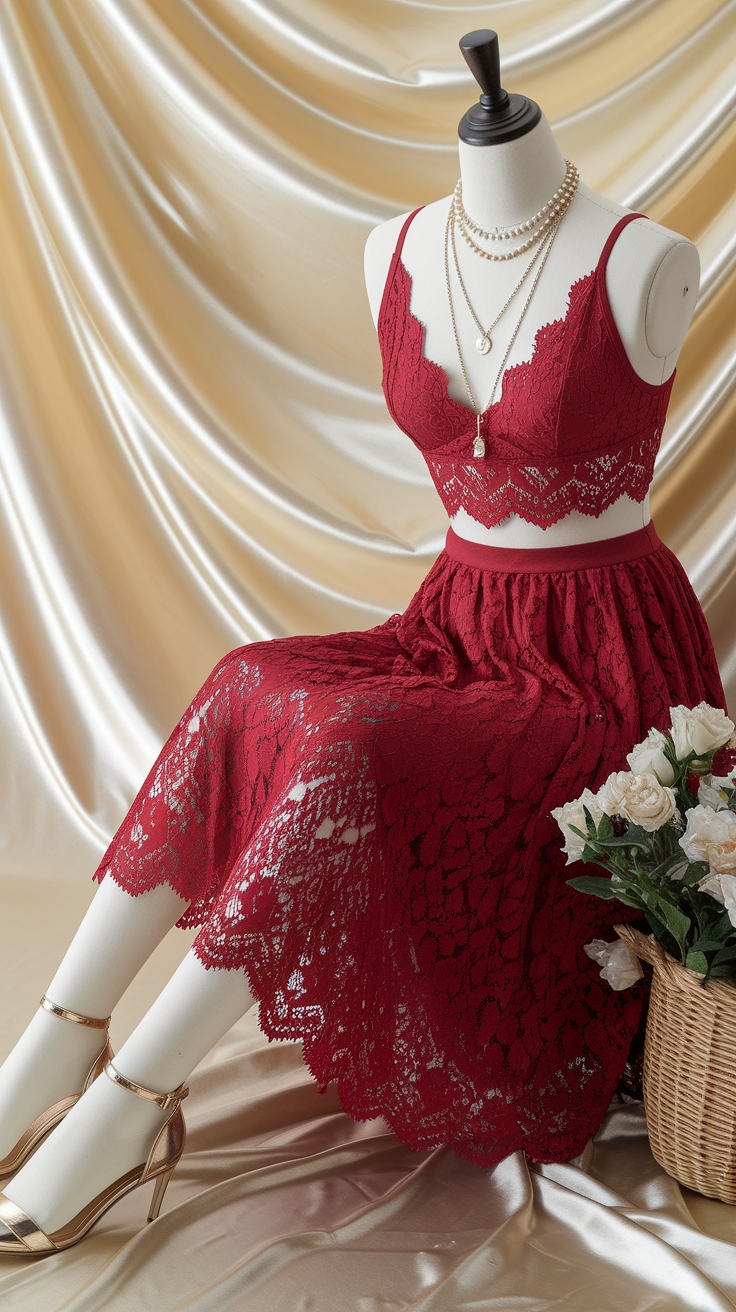 Elevate Your Look with a Stunning Red Lace Outfit outfit idea