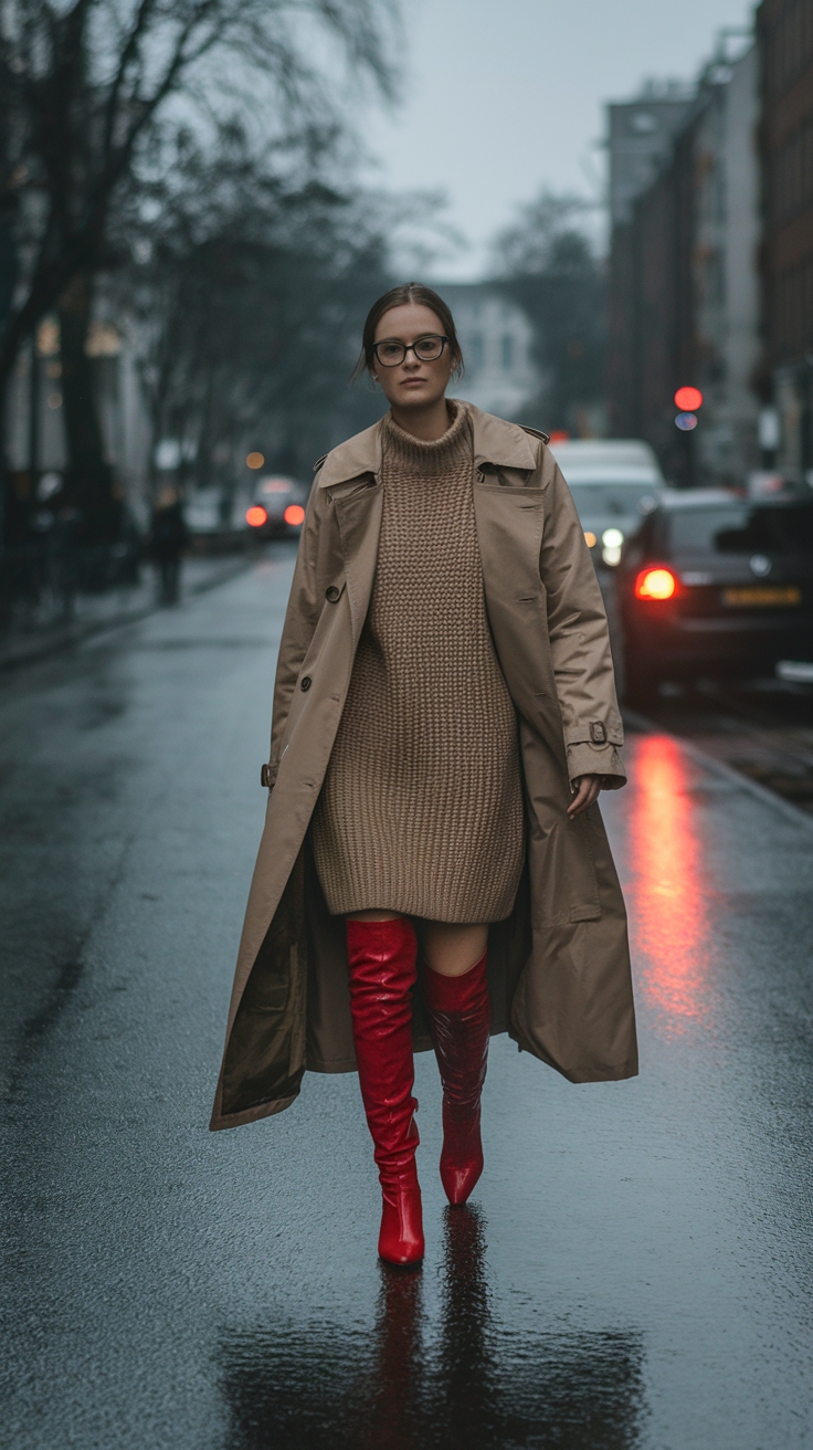 Sophisticated Red Long Boots Outfit for Any Occasion outfit idea