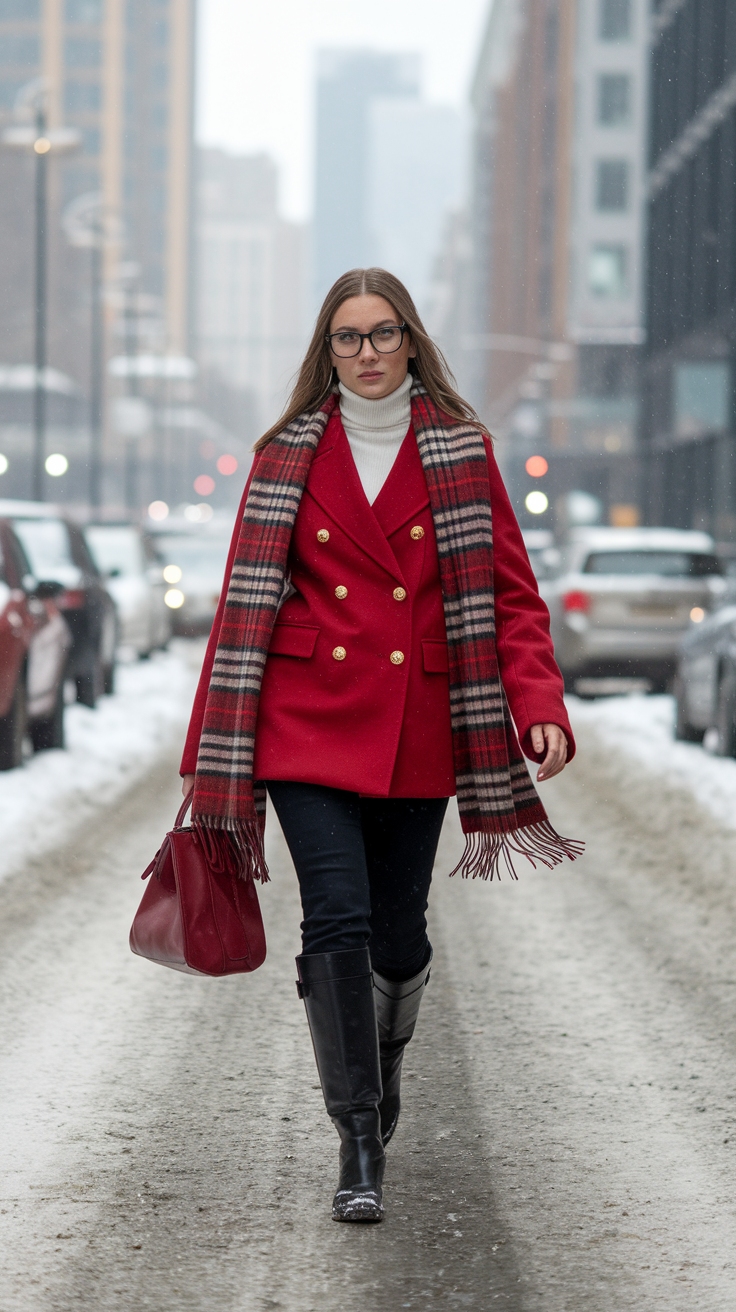 Elevate Your Style with a Red Pea Coat Outfit outfit idea
