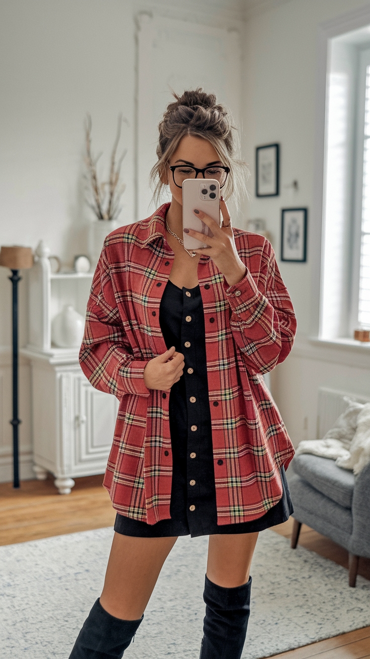 Creating a Trendy Red Plaid Shirt Outfit for All Occasions outfit idea