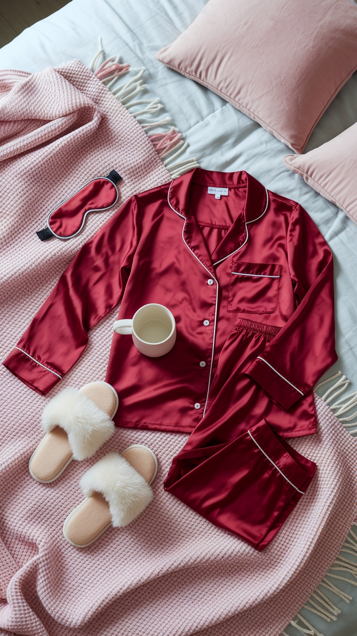 Cozy Yet Stylish Red Pyjamas for Relaxed Evenings outfit idea
