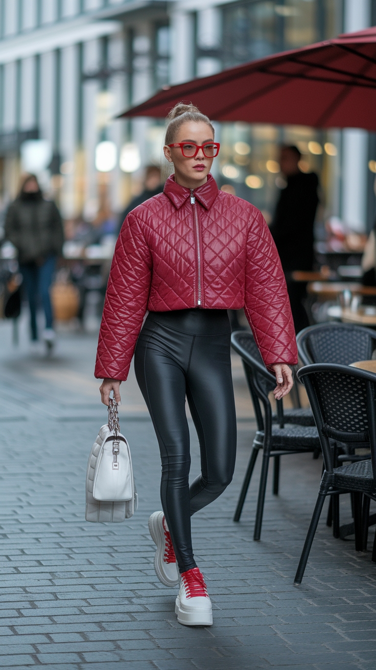 Casual Vibes with a Red Quilted Jacket Outfit outfit idea