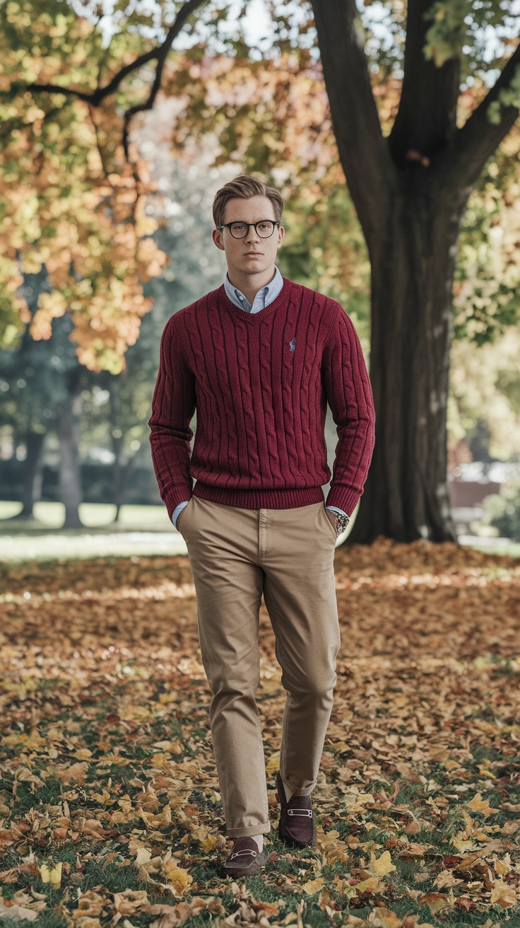 Cozy and Classy: Red Ralph Lauren Sweater Outfit outfit idea