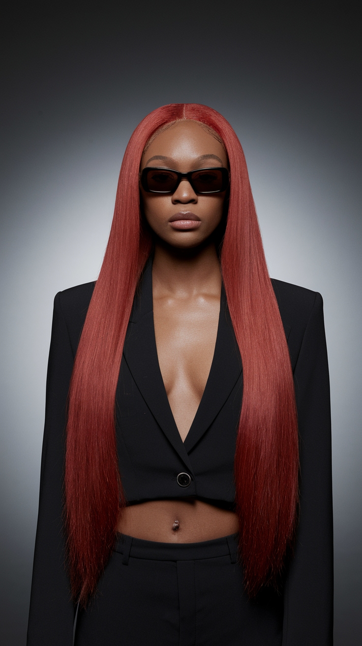 Red Straight Hair Black Women: Styles to Try Today outfit idea
