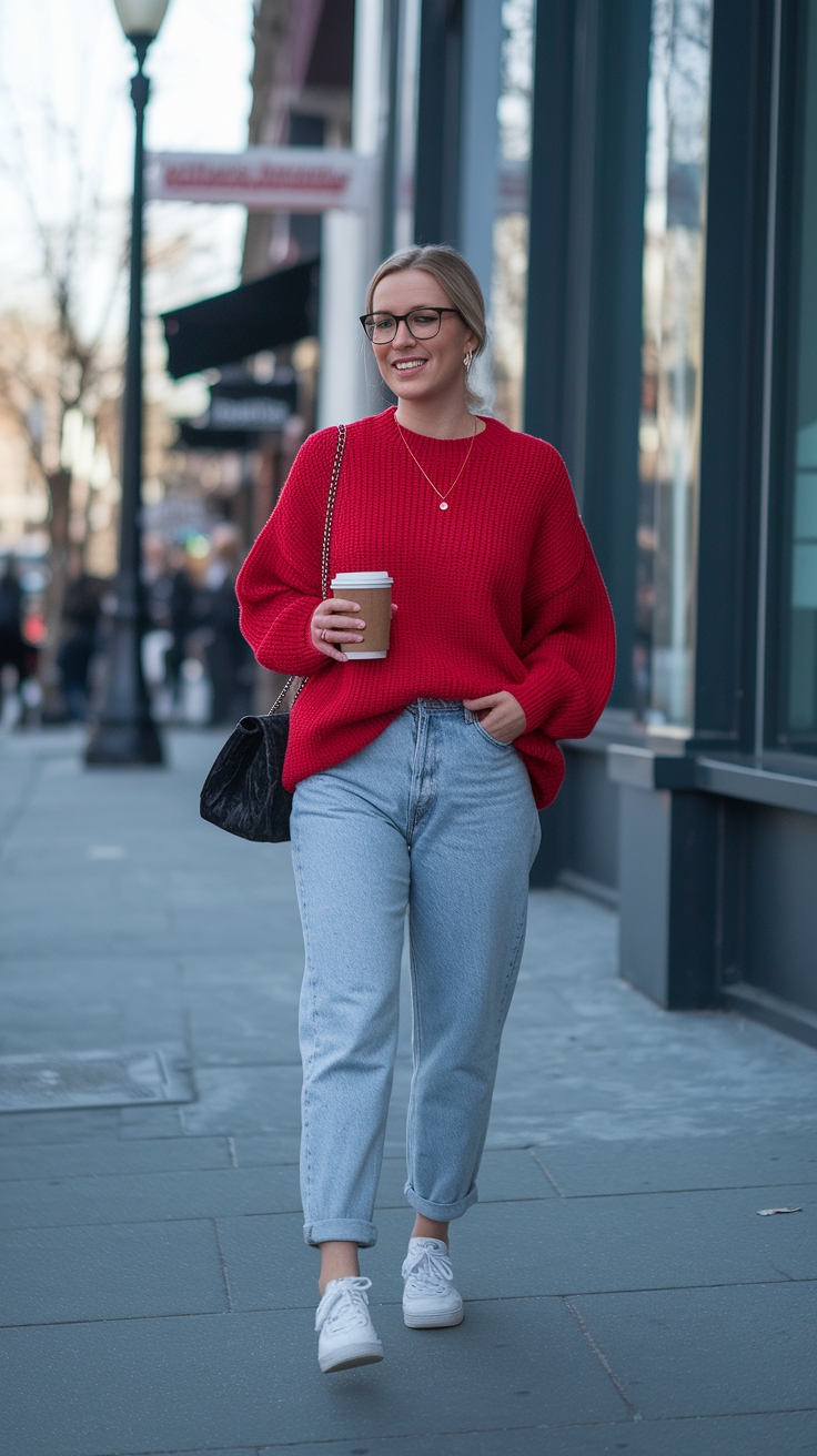 Comfy and Casual: Red Sweater Outfit Ideas outfit idea