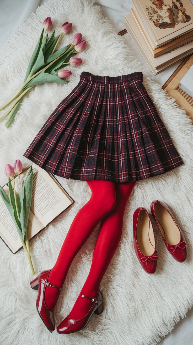 Crafting a Chic Red Tights Outfit Aesthetic outfit idea