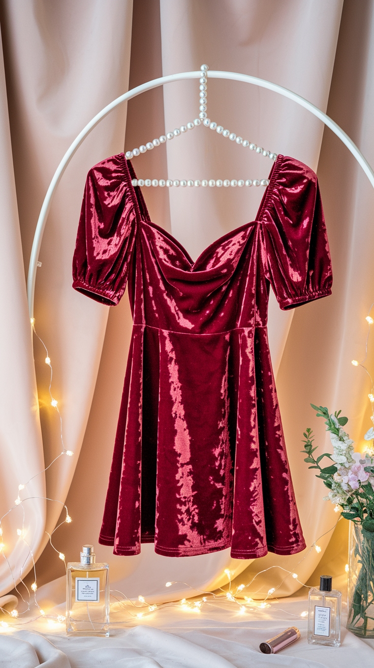 Embracing the Red Velvet Dress Aesthetic in Fashion outfit idea
