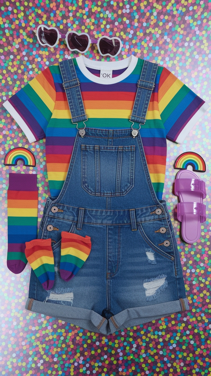 Vibrant Retro Rainbow Outfit Ideas to Brighten Your Wardrobe outfit idea