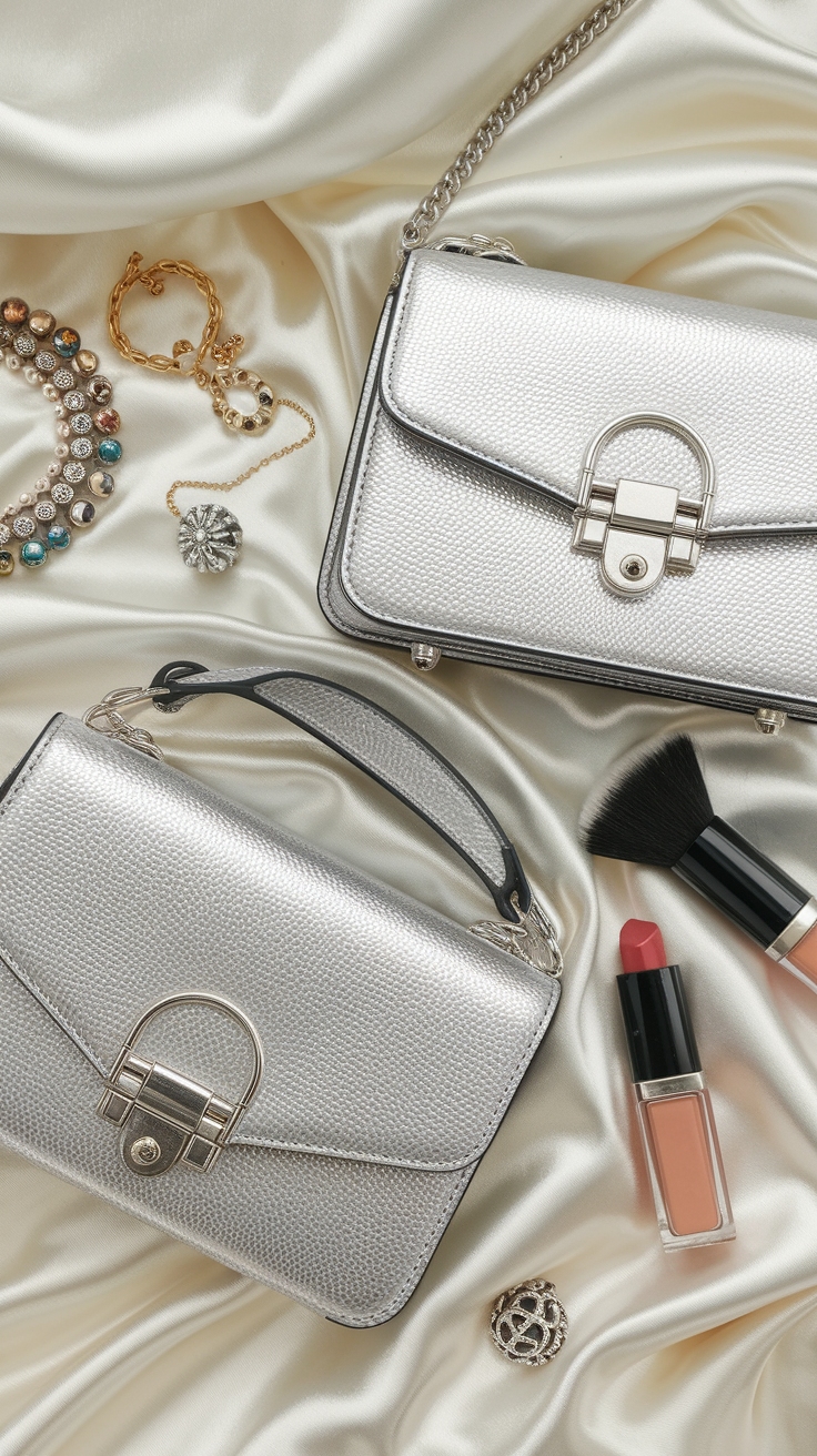 Shining Bright with Silver Bags Metallic This Season outfit idea