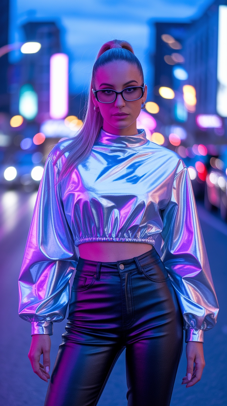 Perfecting Your Silver Metallic Top Outfit outfit idea