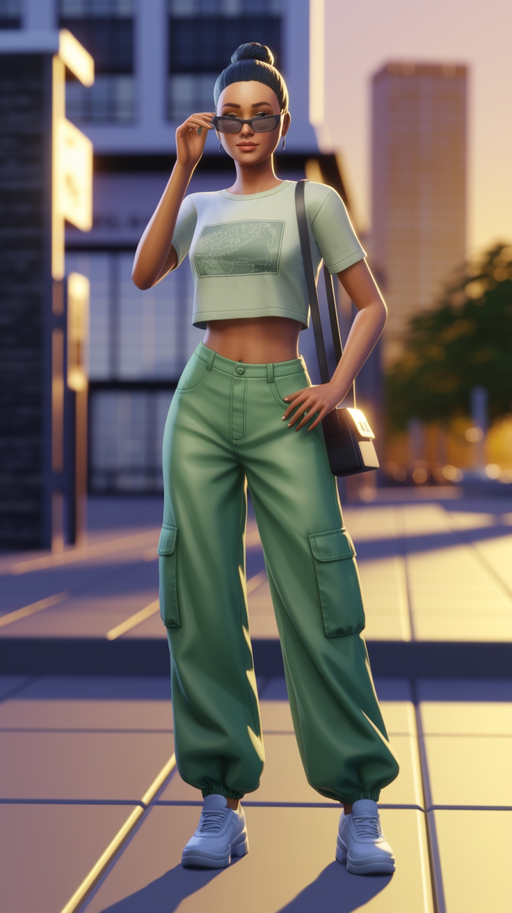 Sims 4 CC Baggy Cargo Pants: Virtual Fashion Must-Have outfit idea