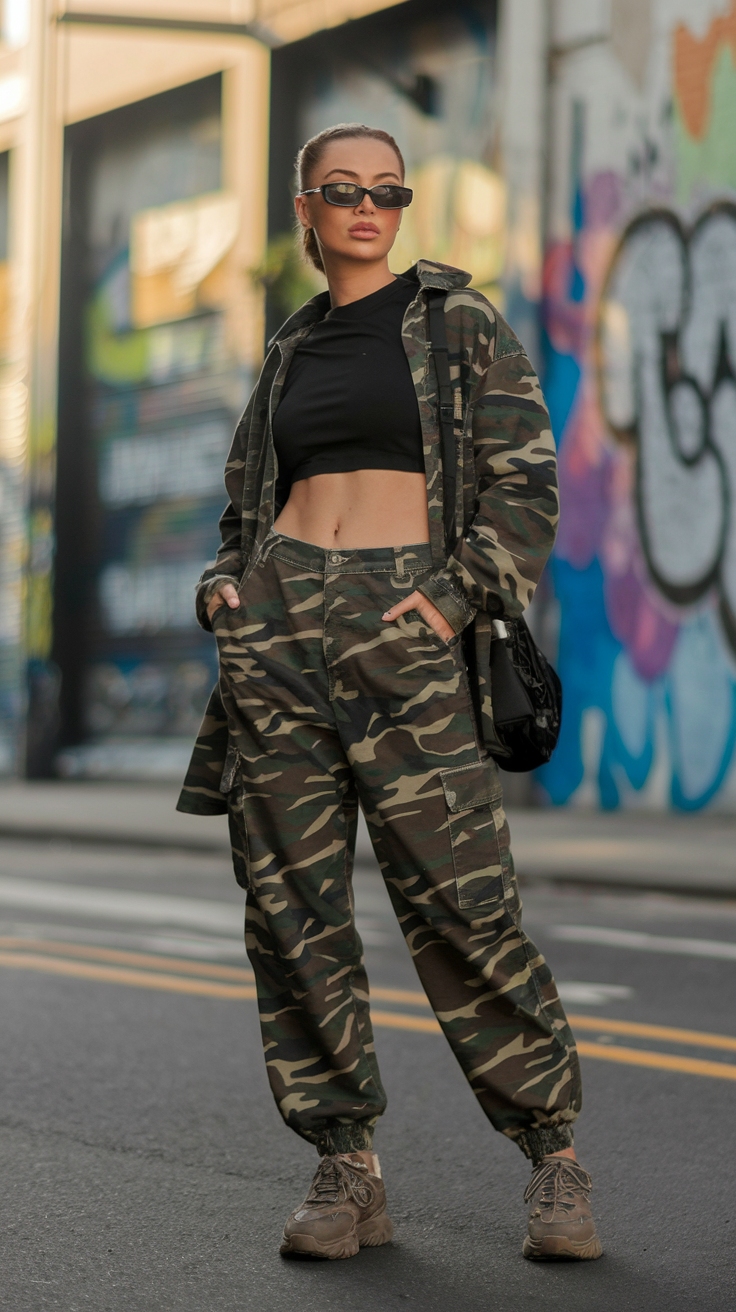 Creative Ways for Styling Camo Cargo Pants This Season outfit idea