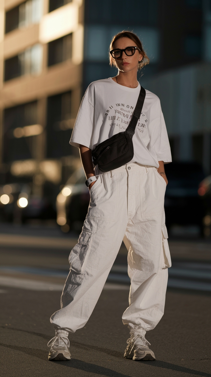 How to Style White Baggy Cargo Pants Outfit outfit idea
