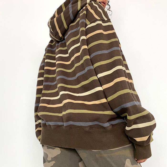 Style Core Aesthetics, New Style Trends - 90s Striped Zip Up Hoodie Style Core Aesthetics, New Style Trends - 90s Striped Zip Up Hoodie