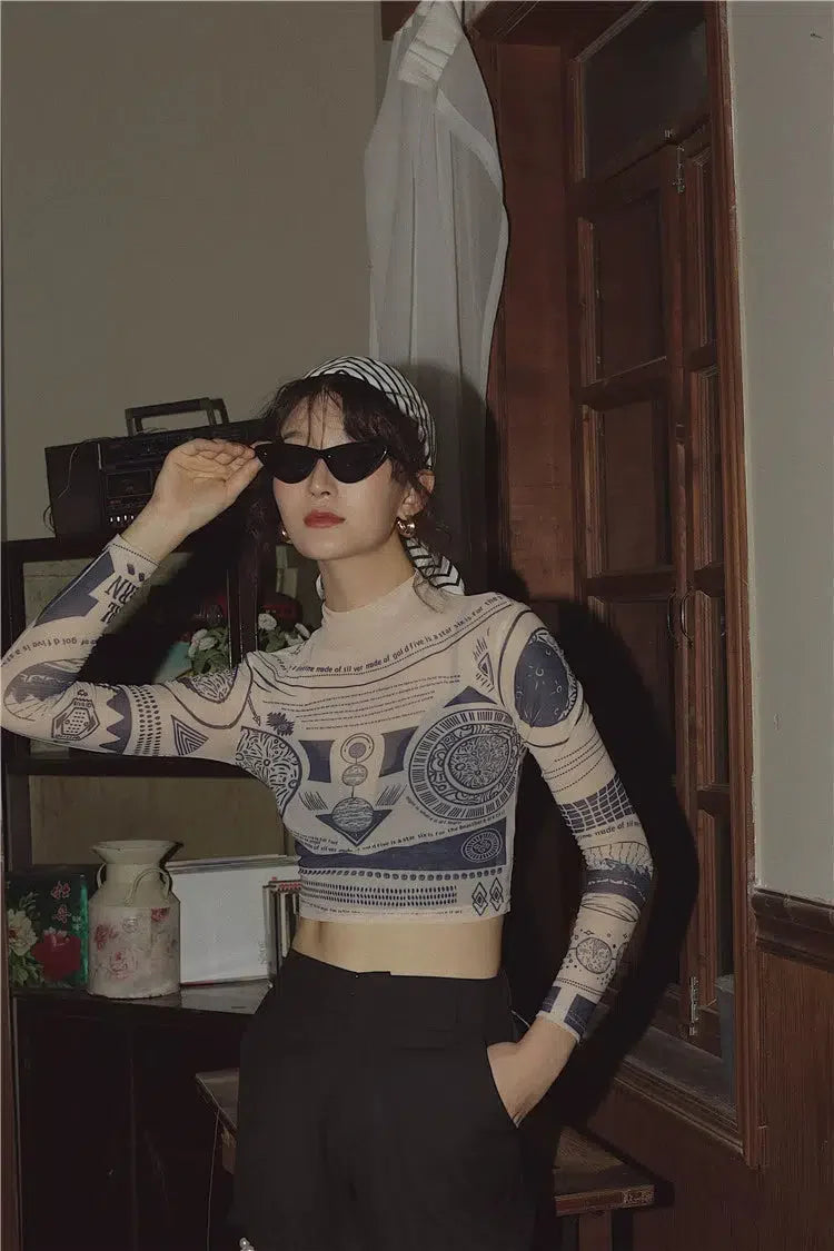 Style Core Aesthetics, New Style Trends - Ancient Egyptian Mystique Symbol Crop Top