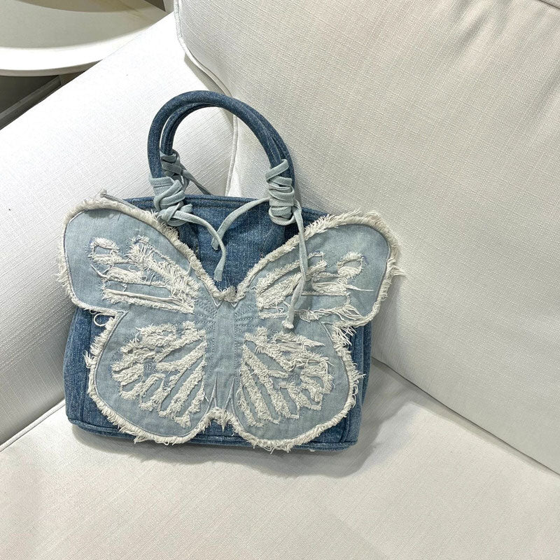 Style Core Aesthetics, New Style Trends - Ariella | Sac Papillon en Denim Y2K Style Core Aesthetics, New Style Trends - Ariella | Sac Papillon en Denim Y2K