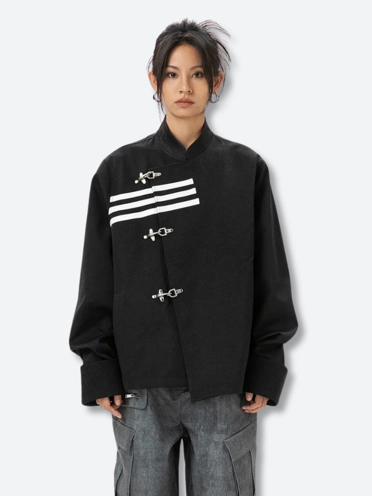 Style Core Aesthetics, New Style Trends - Asymmetric Frog Button Jacket Style Core Aesthetics, New Style Trends - Asymmetric Frog Button Jacket