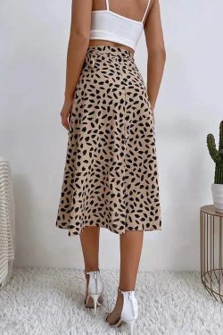 Style Core Aesthetics, New Style Trends - Asymmetric Tie Side Wrap Midi Skirt