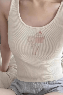 Style Core Aesthetics, New Style Trends - Baby Cupcake Rib Cropped Tank Top