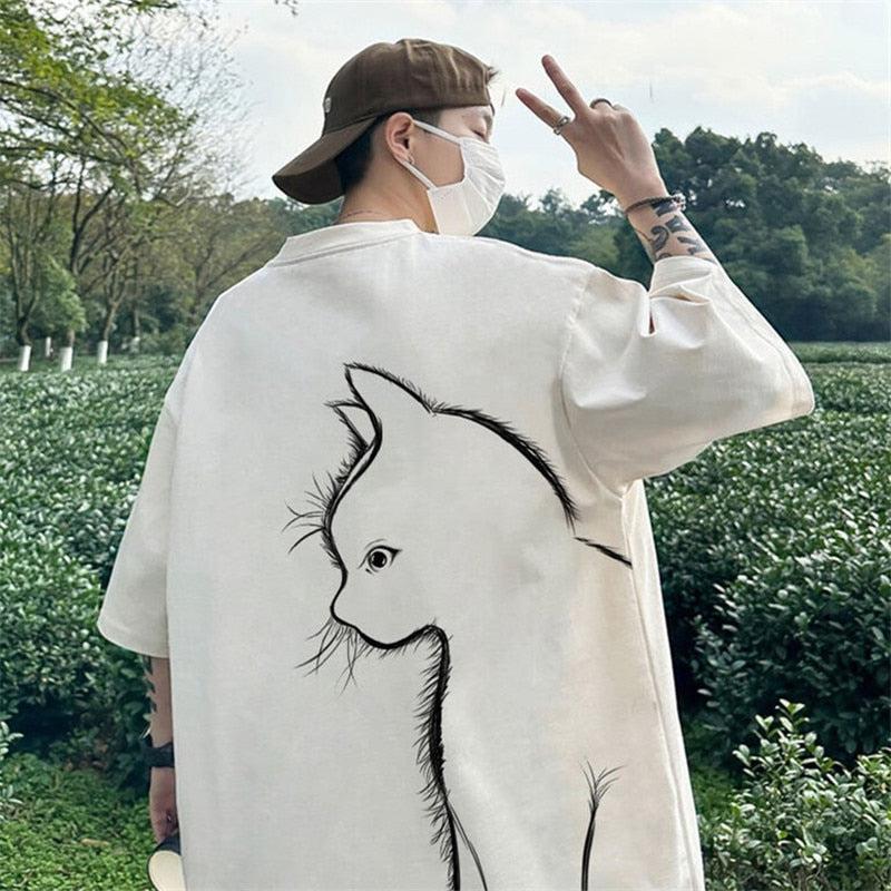 Style Core Aesthetics, New Style Trends - Back Printed Cat Tee Style Core Aesthetics, New Style Trends - Back Printed Cat Tee