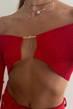 Style Core Aesthetics, New Style Trends - Baddie Knitted Open Front Crop Top