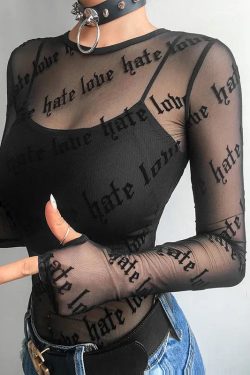 Style Core Aesthetics, New Style Trends - Baddie Love Hate Sheer Mesh Top