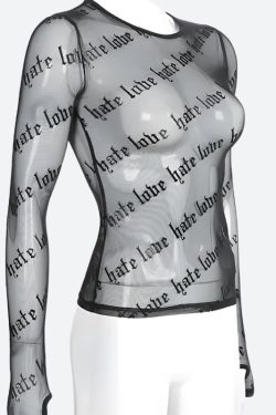 Style Core Aesthetics, New Style Trends - Baddie Love Hate Sheer Mesh Top