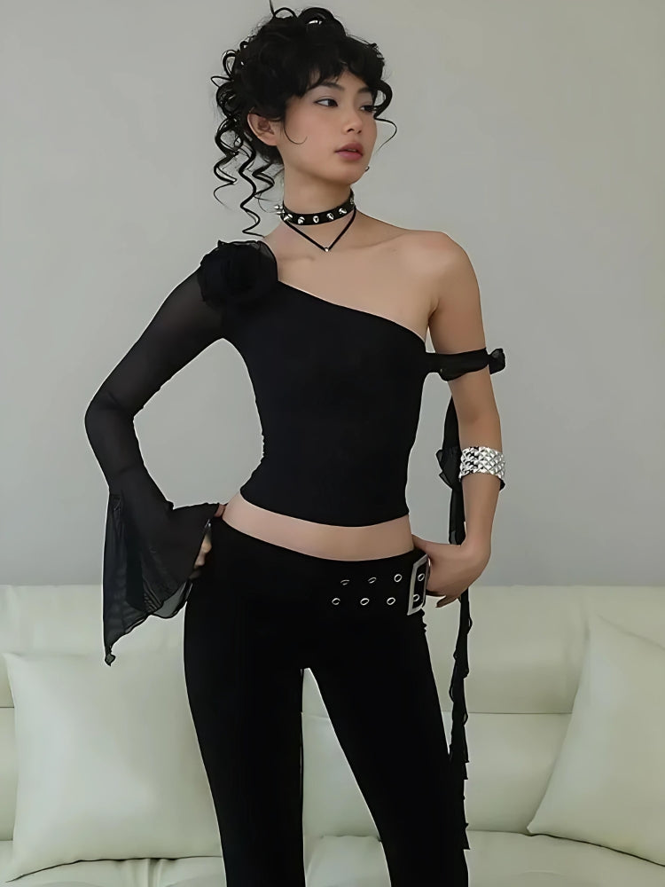 Style Core Aesthetics, New Style Trends - Baddie Rose One Shoulder Mesh Top Style Core Aesthetics, New Style Trends - Baddie Rose One Shoulder Mesh Top
