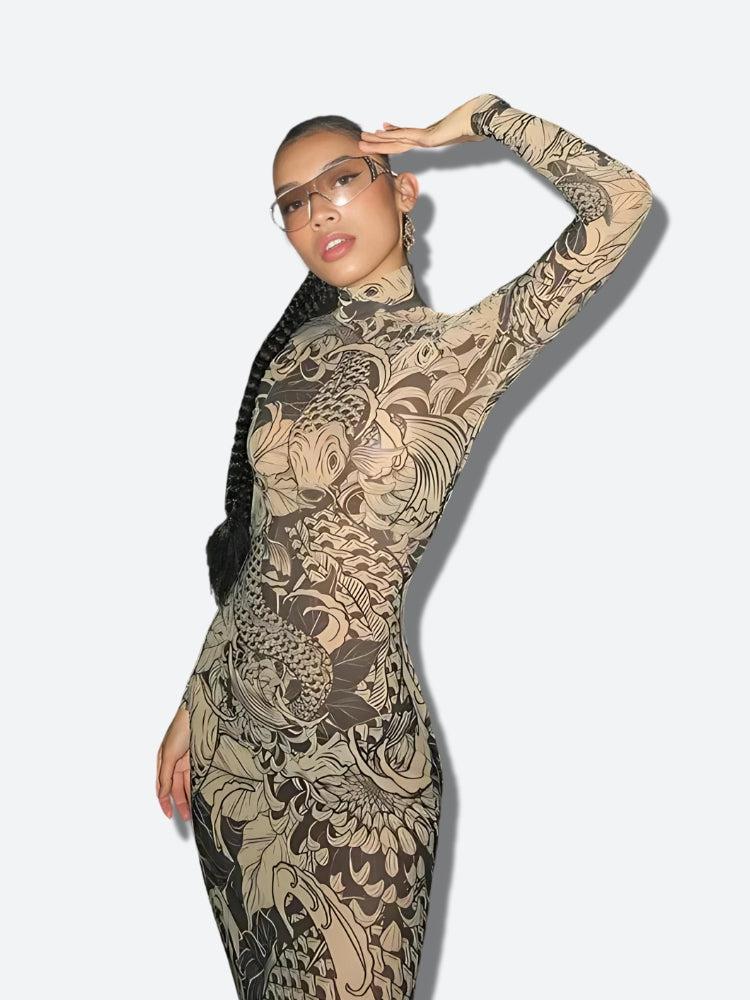 Style Core Aesthetics, New Style Trends - Baddie Tattoo Maxi Dress Style Core Aesthetics, New Style Trends - Baddie Tattoo Maxi Dress