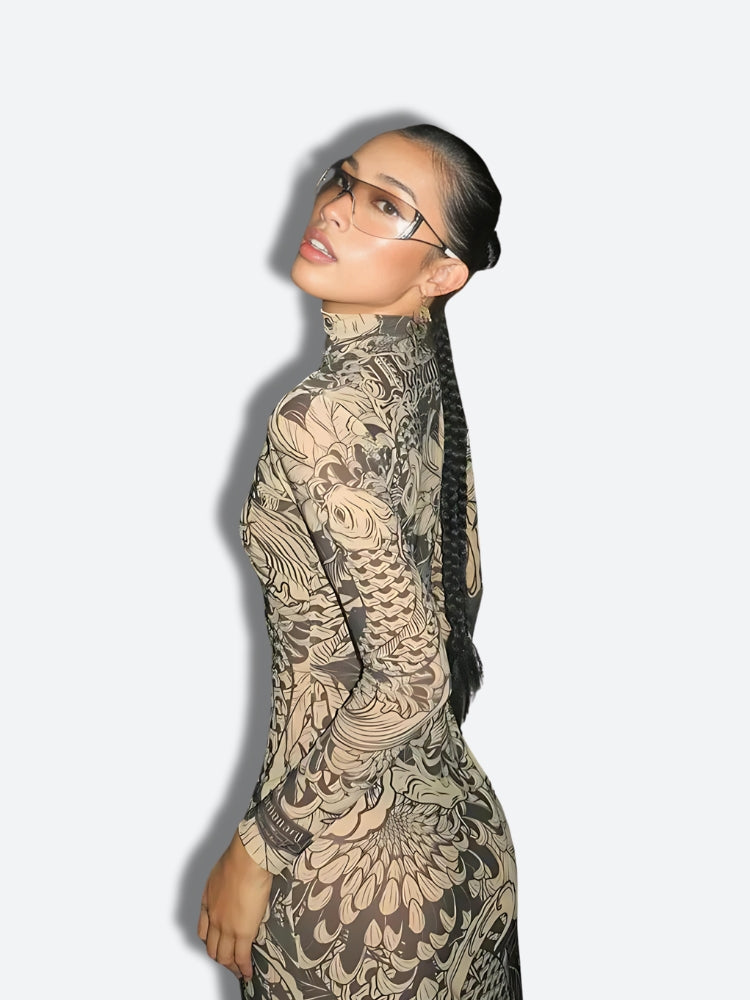 Style Core Aesthetics, New Style Trends - Baddie Tattoo Maxi Dress Style Core Aesthetics, New Style Trends - Baddie Tattoo Maxi Dress