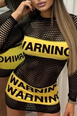 Style Core Aesthetics, New Style Trends - Baddie Warning Fishnet Mini Dress