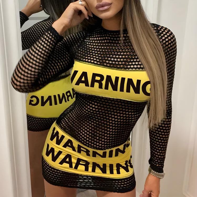 Style Core Aesthetics, New Style Trends - Baddie Warning Fishnet Mini Dress Style Core Aesthetics, New Style Trends - Baddie Warning Fishnet Mini Dress