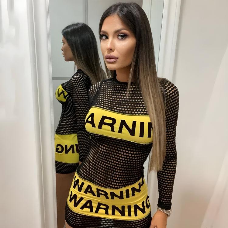 Style Core Aesthetics, New Style Trends - Baddie Warning Fishnet Mini Dress Style Core Aesthetics, New Style Trends - Baddie Warning Fishnet Mini Dress