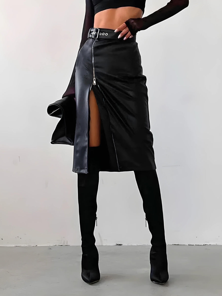 Style Core Aesthetics, New Style Trends - Baddie Zip Up Slit Midi Skirt Style Core Aesthetics, New Style Trends - Baddie Zip Up Slit Midi Skirt