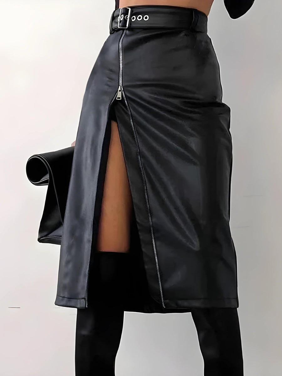 Style Core Aesthetics, New Style Trends - Baddie Zip Up Slit Midi Skirt Style Core Aesthetics, New Style Trends - Baddie Zip Up Slit Midi Skirt