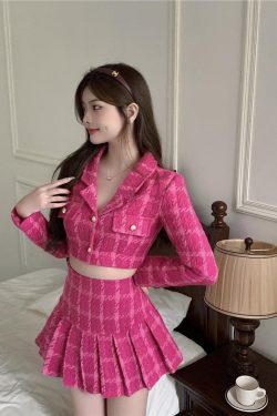 Style Core Aesthetics, New Style Trends - Barbie Crop Jacket & Mini Skirt Two Piece Set