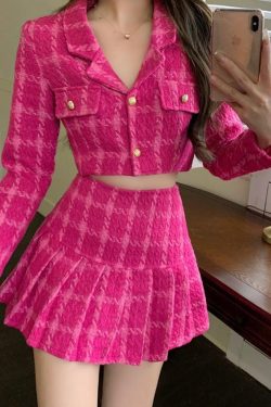 Style Core Aesthetics, New Style Trends - Barbie Crop Jacket & Mini Skirt Two Piece Set