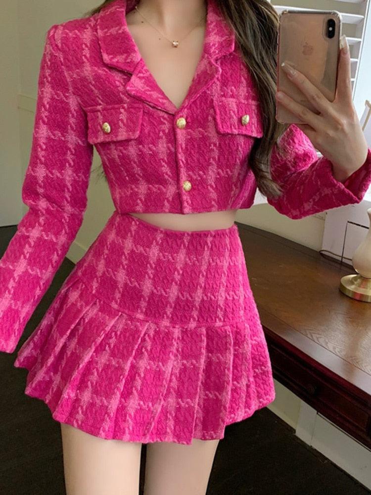 Style Core Aesthetics, New Style Trends - Barbie Crop Jacket & Mini Skirt Two Piece Set Style Core Aesthetics, New Style Trends - Barbie Crop Jacket & Mini Skirt Two Piece Set