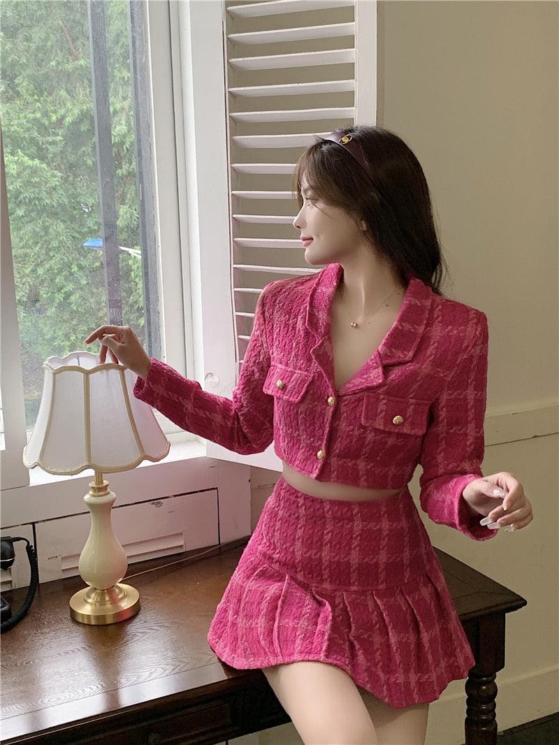 Style Core Aesthetics, New Style Trends - Barbie Crop Jacket & Mini Skirt Two Piece Set Style Core Aesthetics, New Style Trends - Barbie Crop Jacket & Mini Skirt Two Piece Set