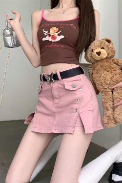 Style Core Aesthetics, New Style Trends - Barbie Side Slit Denim Mini Skort