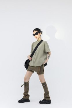 Style Core Aesthetics, New Style Trends - Belt Detail Denim Mini Skort With Leg Warmer