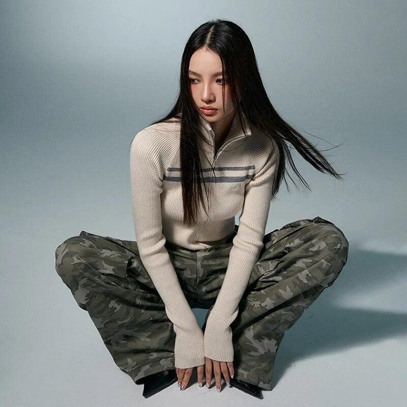 Style Core Aesthetics, New Style Trends - Belted Back Turtleneck Cropped Cardigan Style Core Aesthetics, New Style Trends - Belted Back Turtleneck Cropped Cardigan